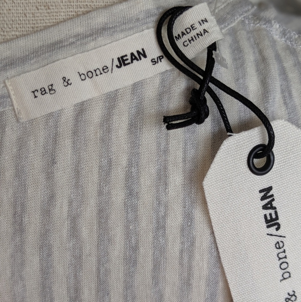 rag & bone Tank Top Sleeveless Linen Blend Two-Tone Stripes Grey White S NWT - Picture 8 of 8
